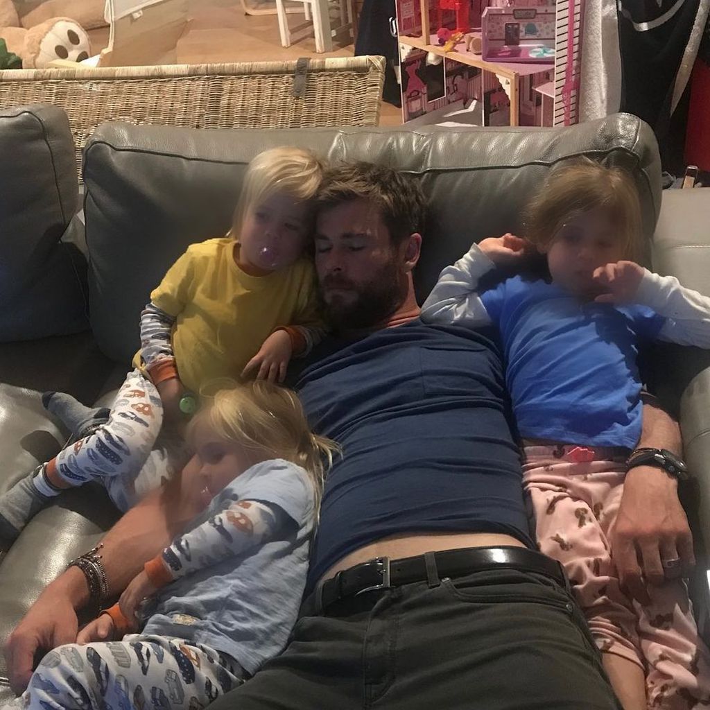 Chris Hemsworth mit seinen Kindern India Rose, Tristan und Sasha