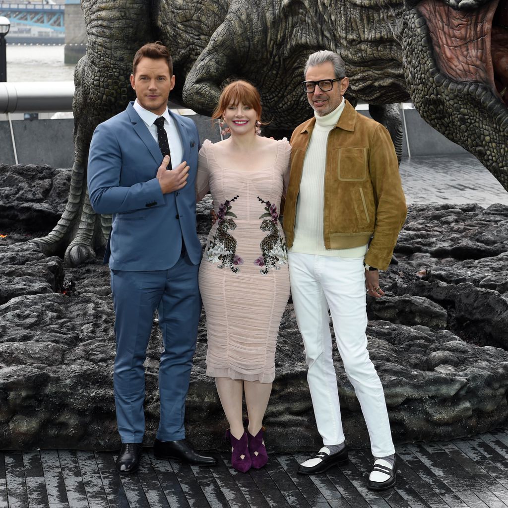 Chris Pratt, Bryce Dallas Howard und Jeff Goldblum