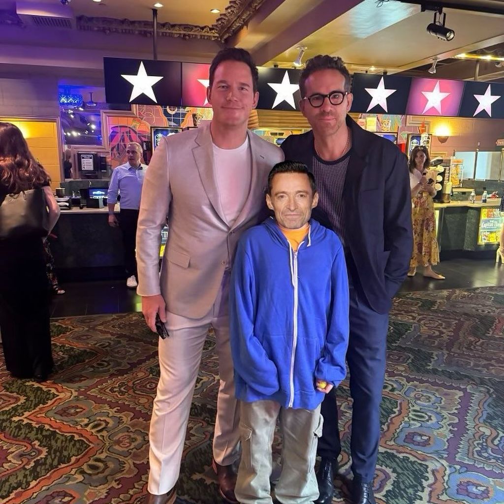 Chris Pratt, sein Sohn Jack und Ryan Reynolds im Juli 2024