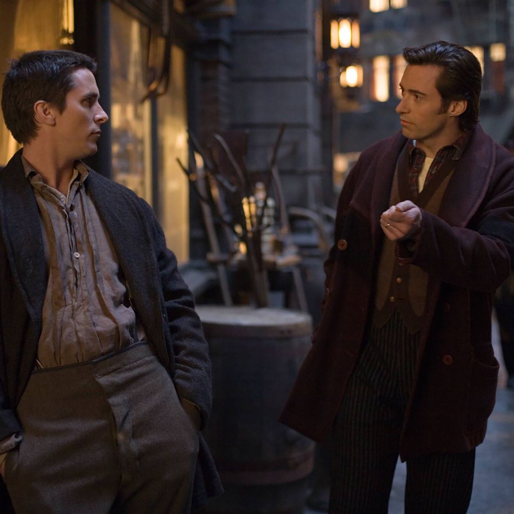 Christian Bale als Alfred Borden und Hugh Jackman als Robert Angier in "Prestige – Die Meister der Magie", 2006