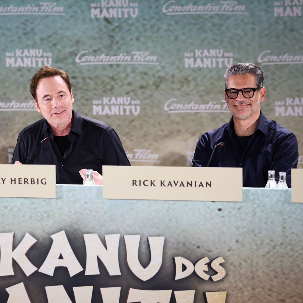 Christian Tramitz, Michael Bully Herbig und Rick Kavanian bei der Pressekonferenz zu "Das Kanu des Manitu" im Mathäser Filmpalast, München