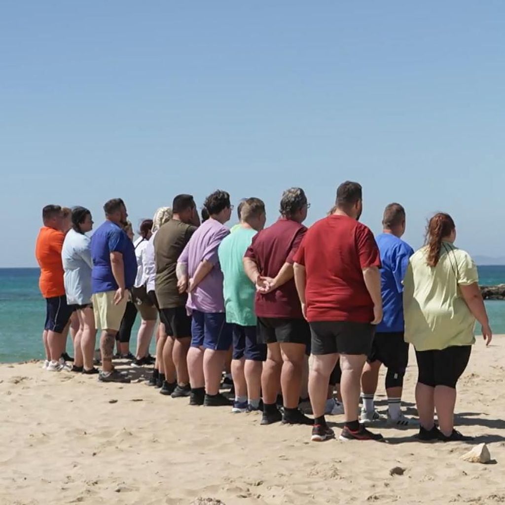 Christine Theiss,  Ramin Abtin und die Kandidaten bei "The Biggest Loser - Leben leicht gemacht"