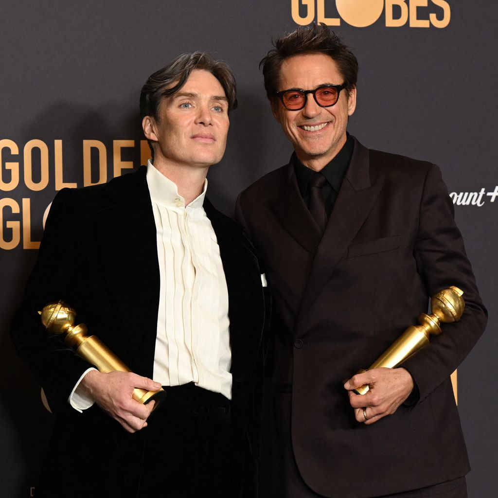 Cillian Murphy und Robert Downey Jr. mit ihren Golden Globes