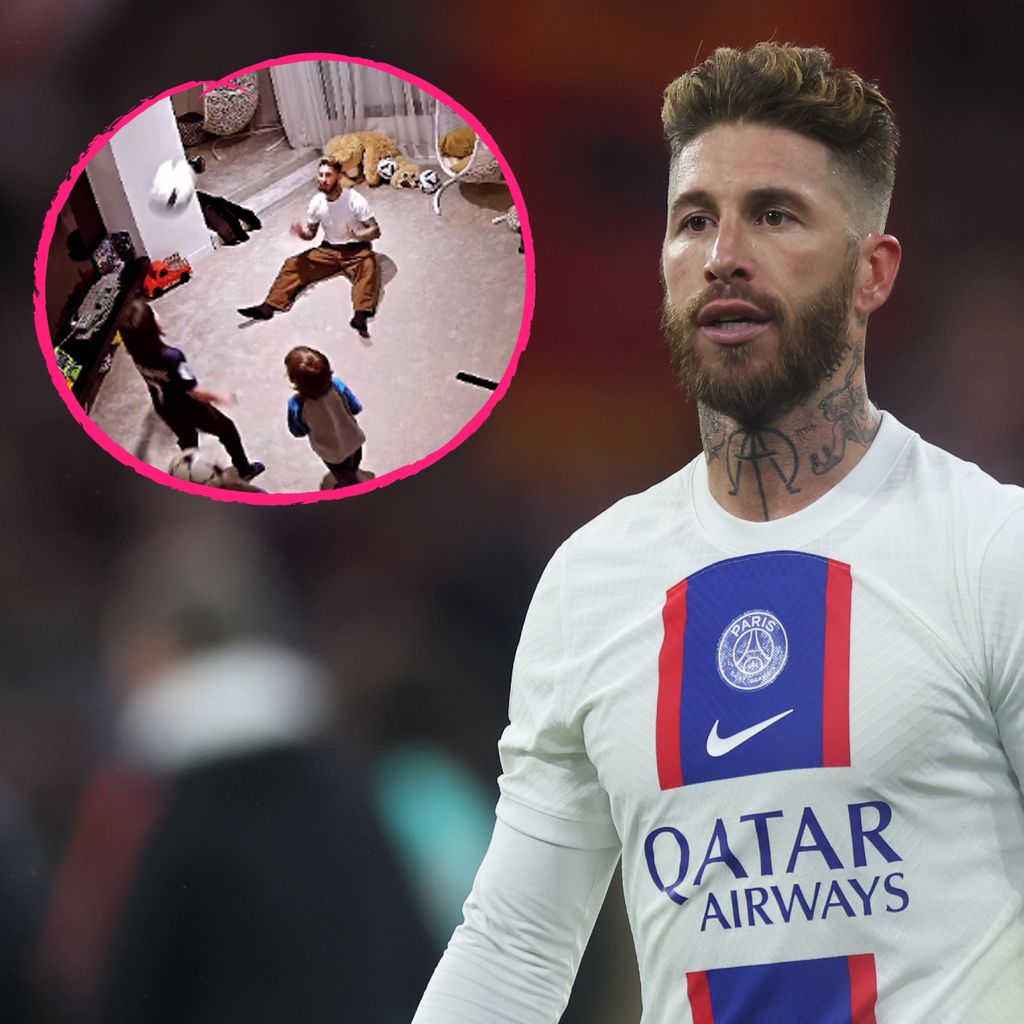 Sergio Ramos spielt mit seinen Kindern Fußball