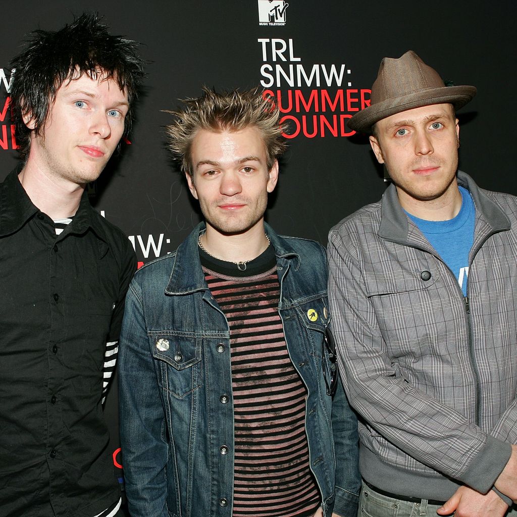 Cone McCaslin, Deryck Whibley und Steve Jocz, aktive und ehemalige Sum-41-Mitglieder 2007