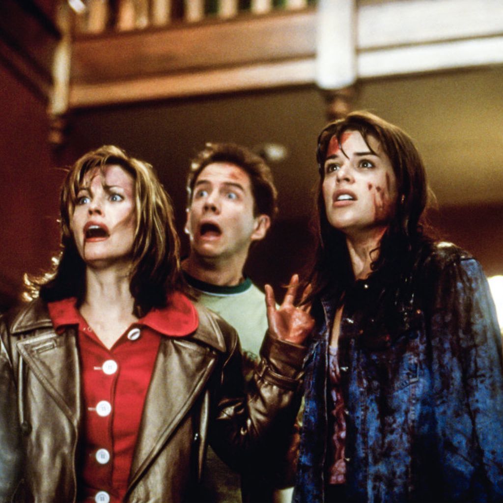 Courteney Cox, Jamie Kennedy und Neve Campbell in "Scream"