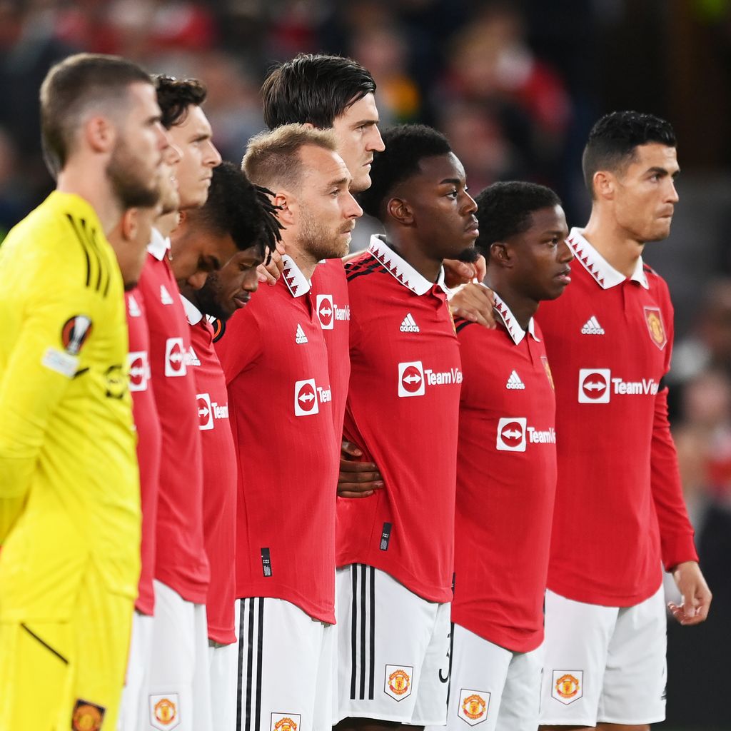Cristiano Ronaldo, Christian Eriksen und ihre Mannschaftskollegen von Manchester United