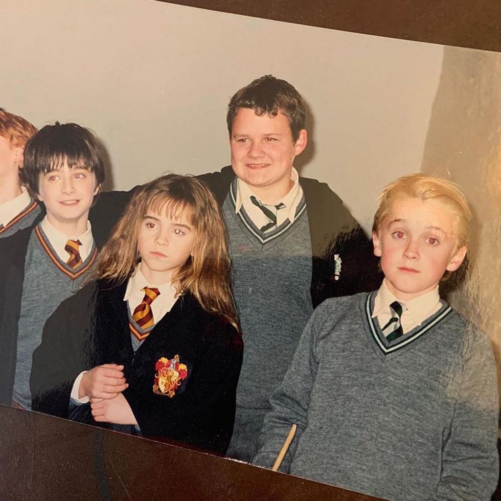 Daniel Radcliffe, Emma Watson, Josh Herdman und Tom Felton am "Harry Potter"-Set