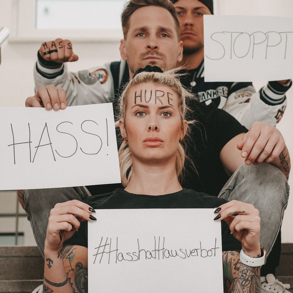 Danny Liedtke, Jay Sirtl und Pia Tillmann für die RTL2-Kampagne "Hass hat Hausverbot"