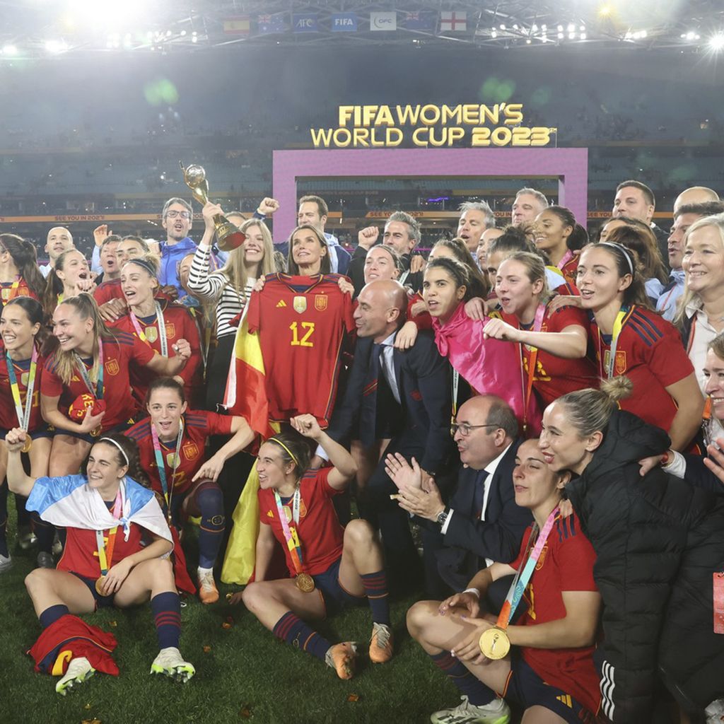 Das spanische Nationalteam nach dem Finale der WM 2023