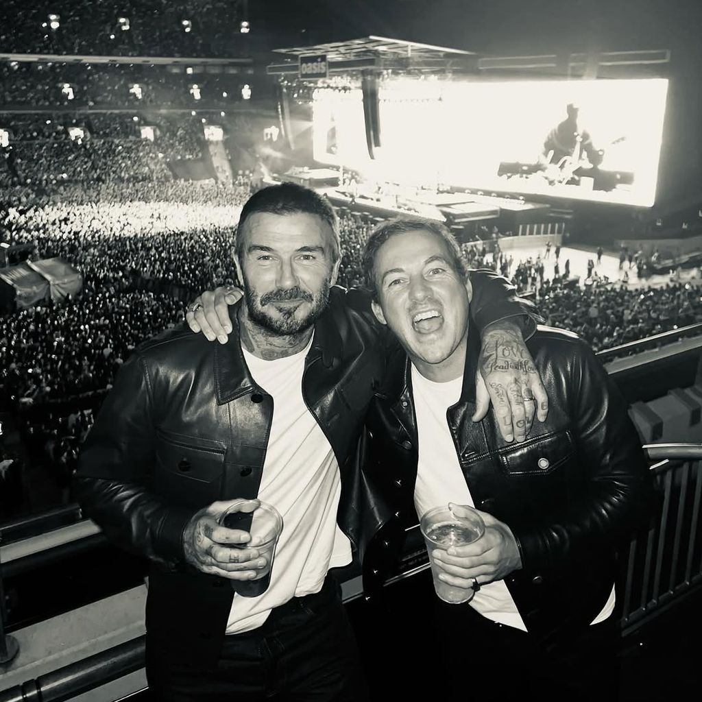 Dave Gardner und David Beckham beim "Oasis"-Konzert, 2025