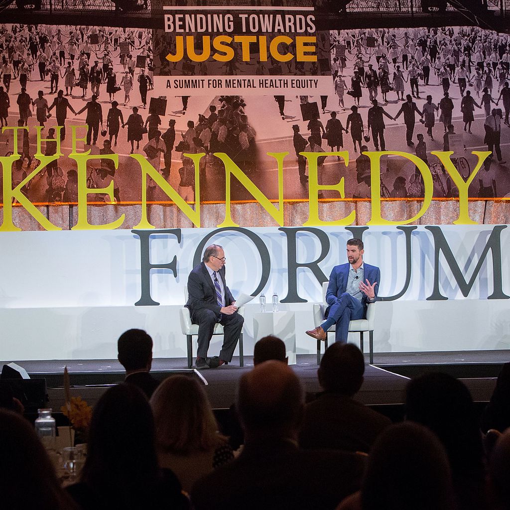 Michael Phelps auf einer Konferenz im Kennedy Forum in Chicago 2018
