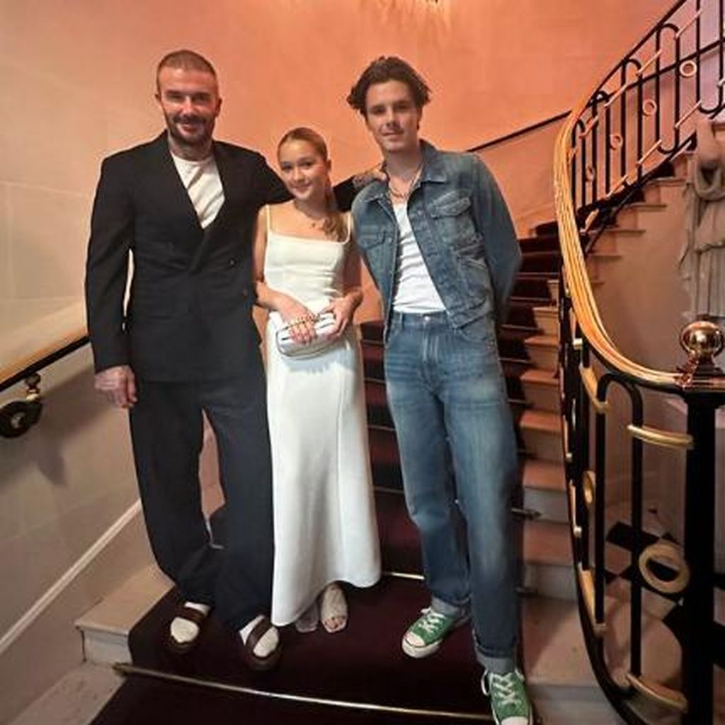 David Beckham mit seiner Tochter Harper Seven und Sohn Cruz