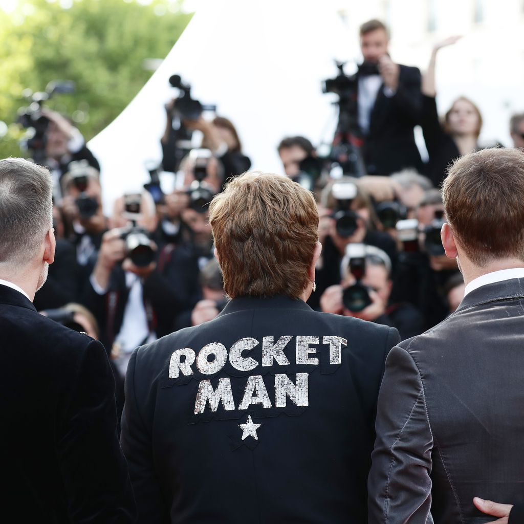 David Furnish, Sir Elton John und Taron Egerton im Mai 2019 beim Filmfestival in Cannes