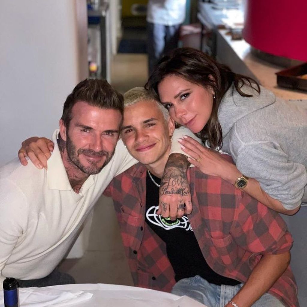 David, Romeo und Victoria Beckham im September 2021