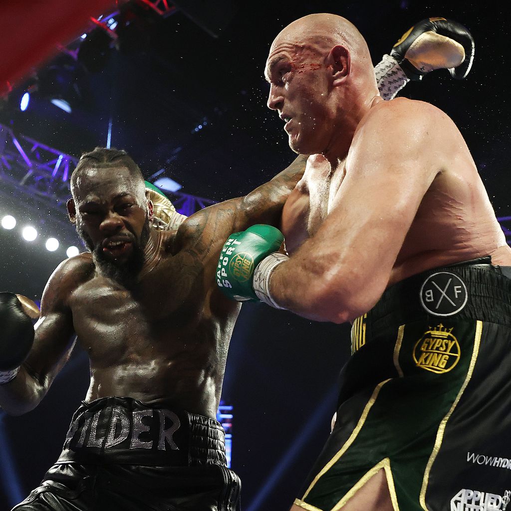 Deontay Wilder und Tyson Fury beim Boxkampf in Los Angeles, Februar 2020