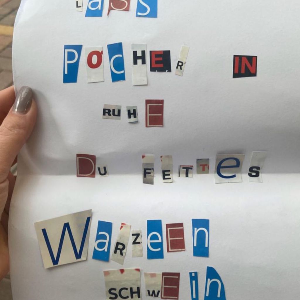 Der Drohbrief an Kim Zarwell