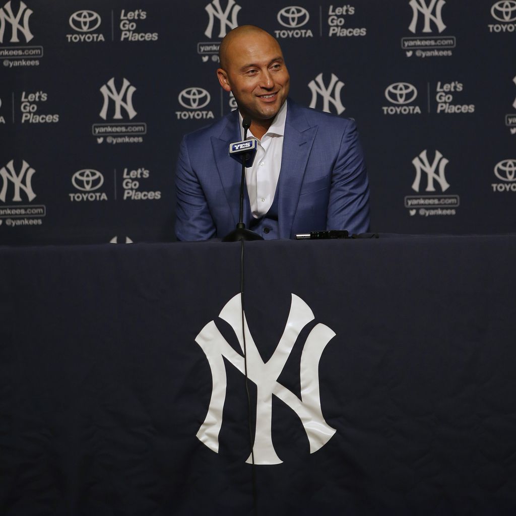 Derek Jeter bei einer Pressekonferenz der New York Yankees