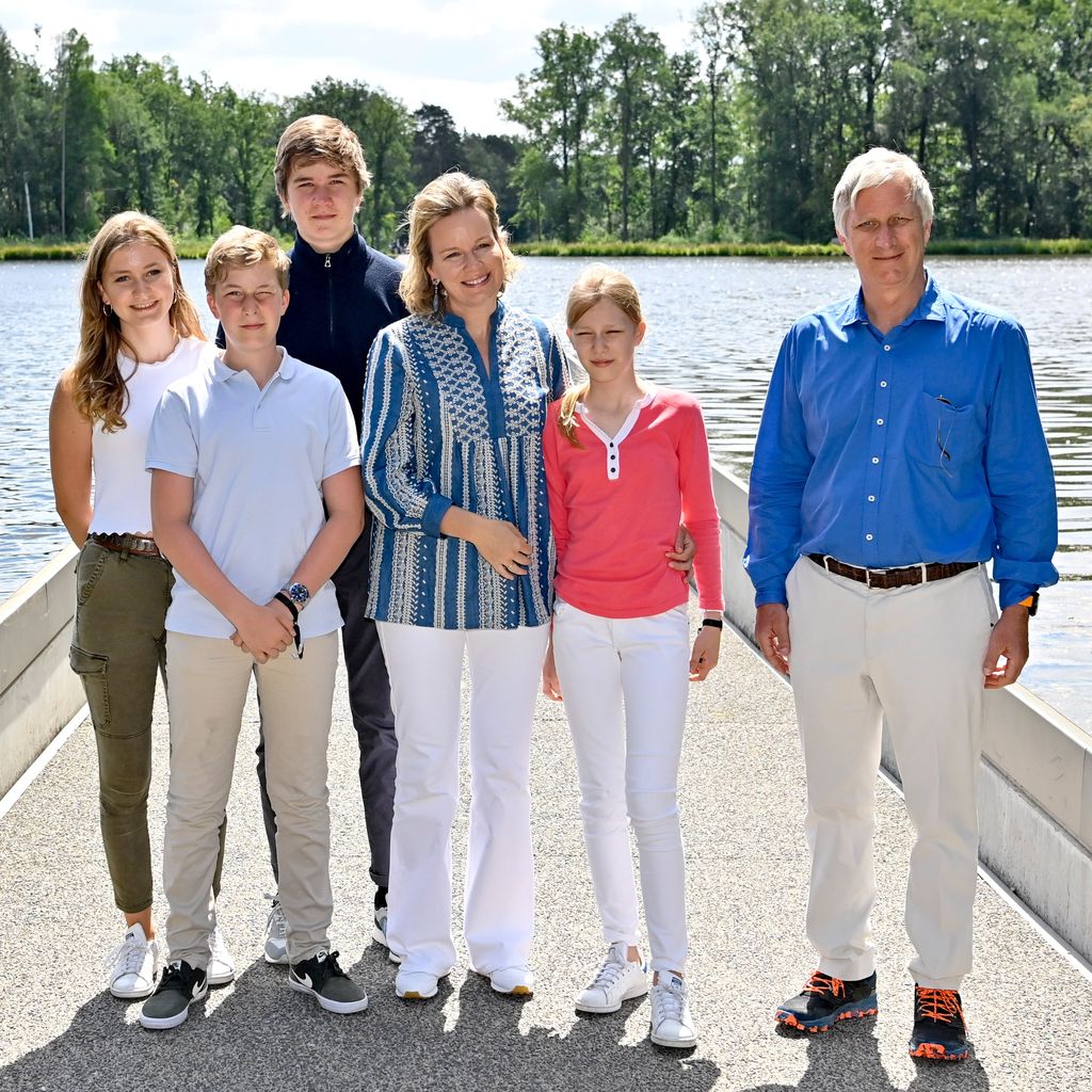 Königin Mathilde und König Philippe mit ihren vier Kindern, 2020