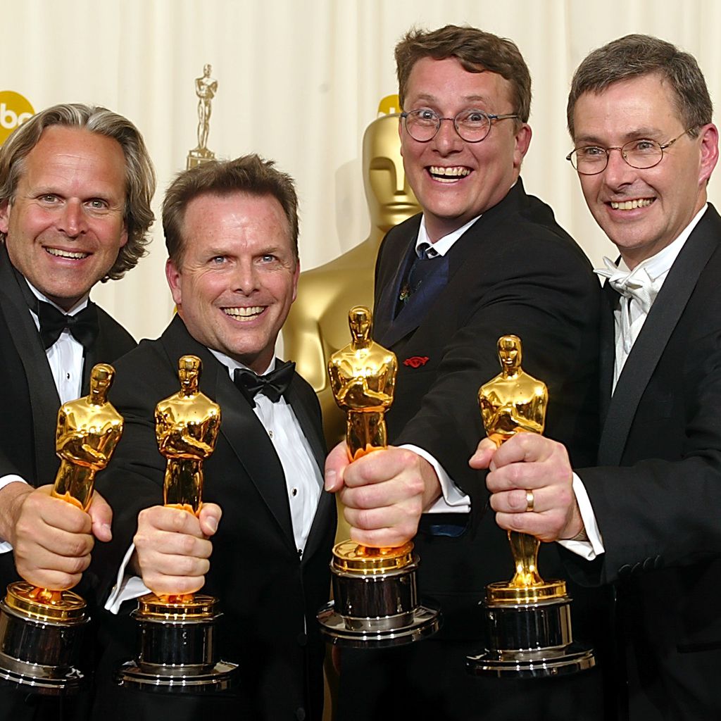 Die Produzenten von "Herr der Ringe" mit ihren Academy Awards, März 2002