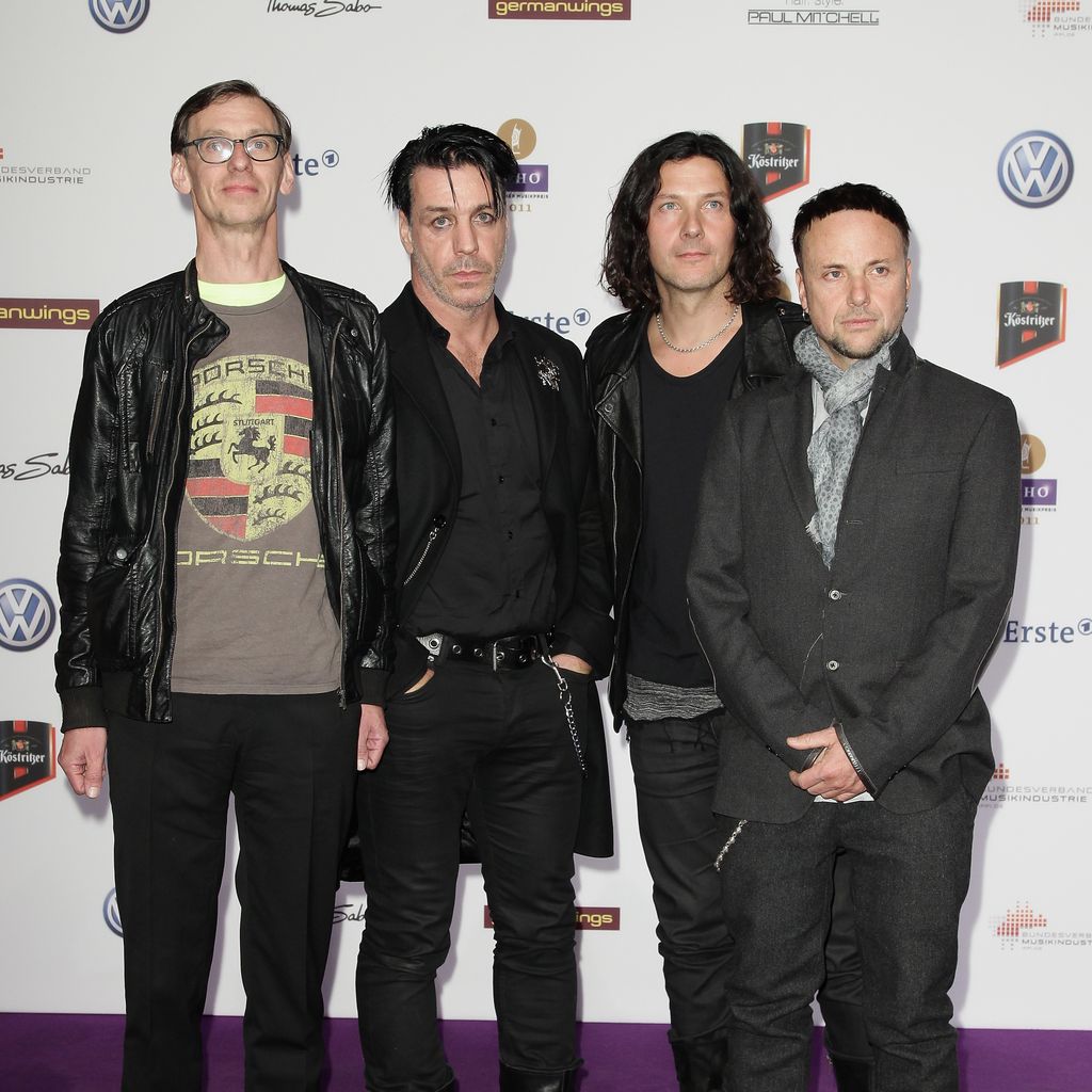 Die Rammstein-Musiker Christian Lorenz, Christoph Schneider, Till Lindemann und Paul Landers