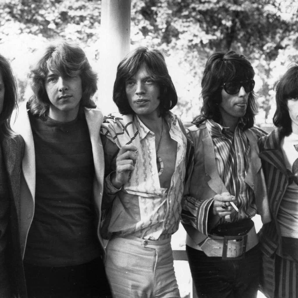 Charlie Watts, Mick Taylor, Mick Jagger, Keith Richards und Bill Wyman, 1969 nach dem Tod von Brian Jones