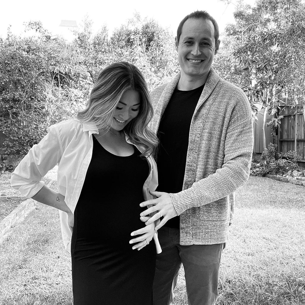 Die schwangere Jenna Ushkowitz und ihr Mann David Stanley im Januar 2022