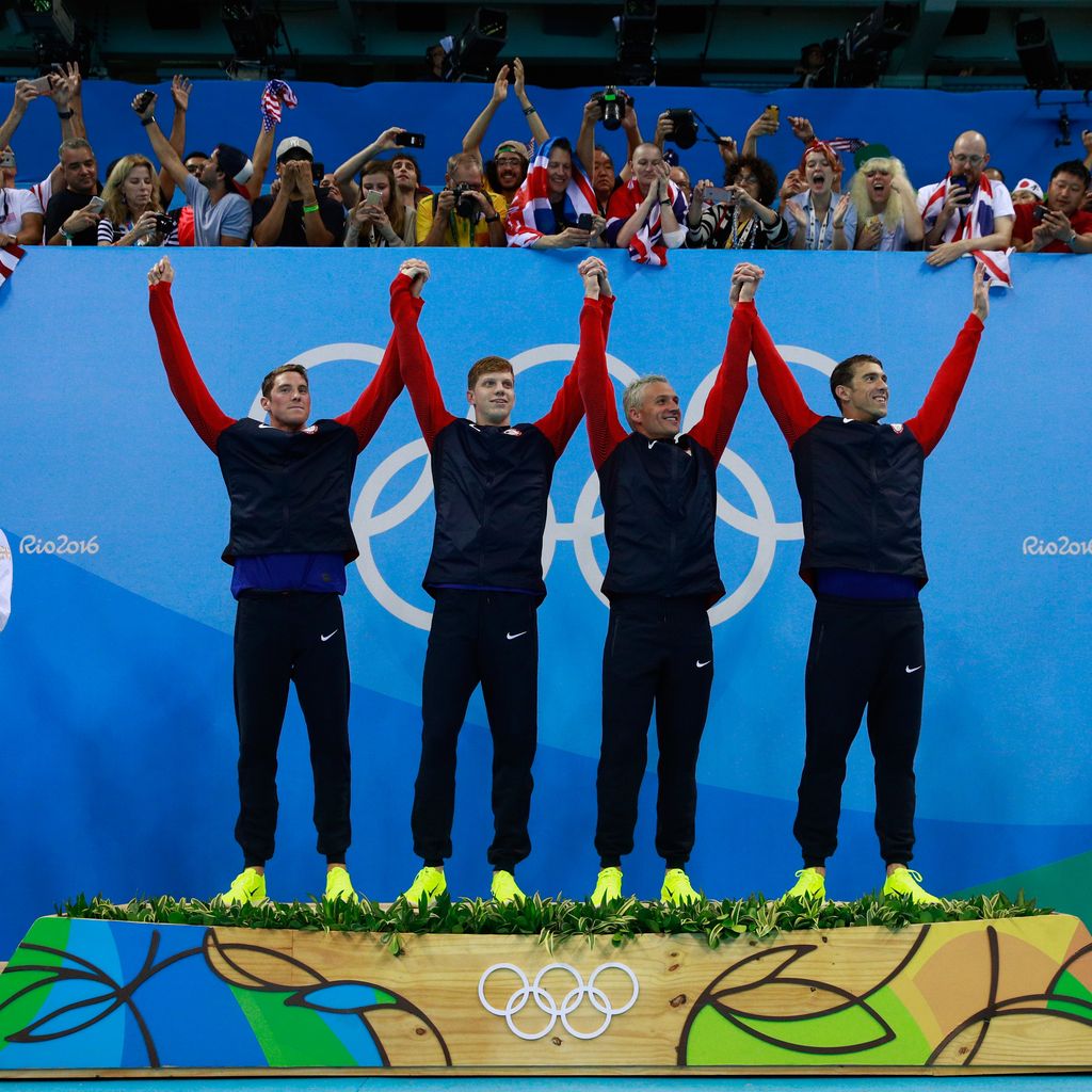 US-Goldstaffel: Townley Haas, Conor Dwyer, Ryan Lochte, Michael Phelps