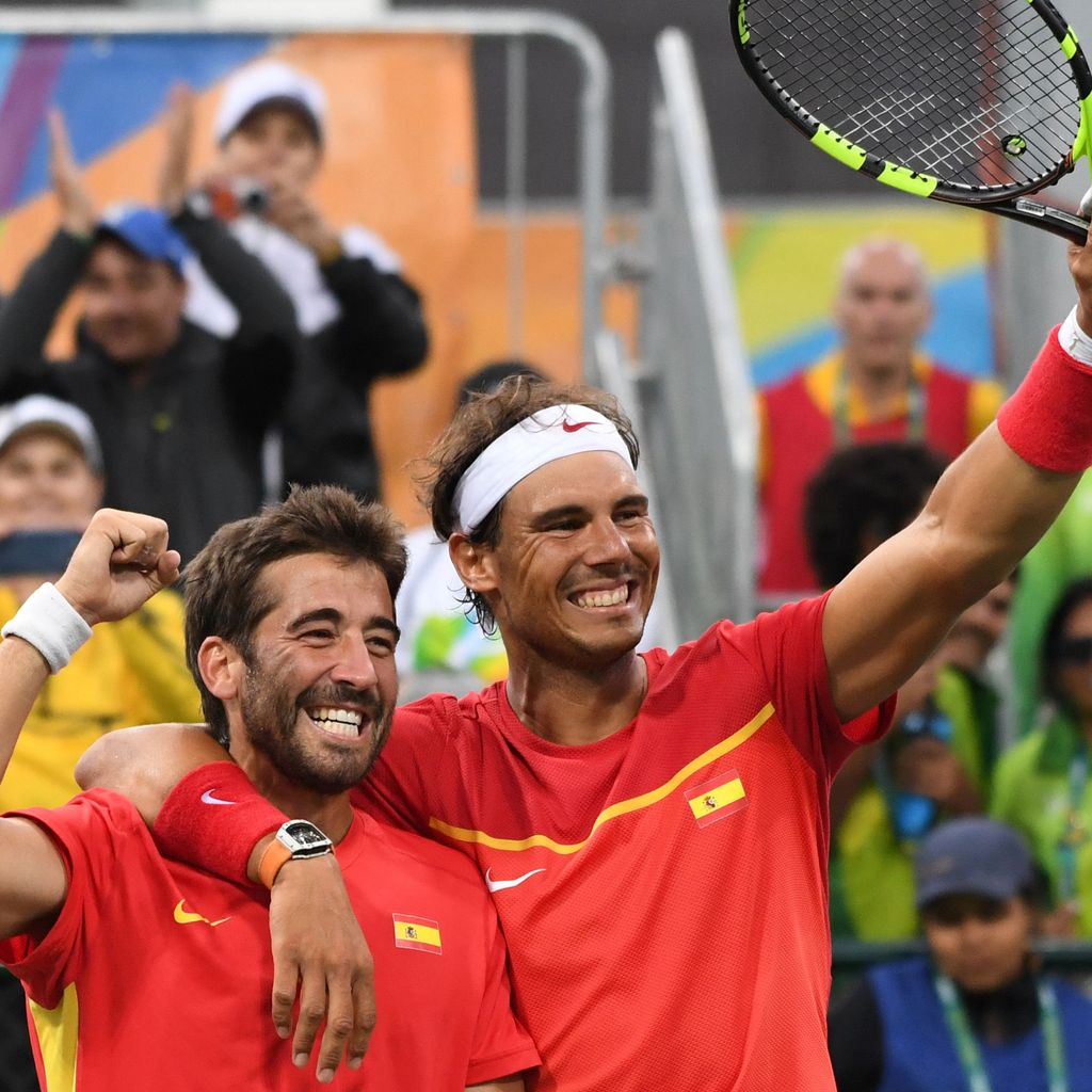 Die spanischen Tennisspieler Marc Lopez und Rafael Nadal bei Olympia 2016