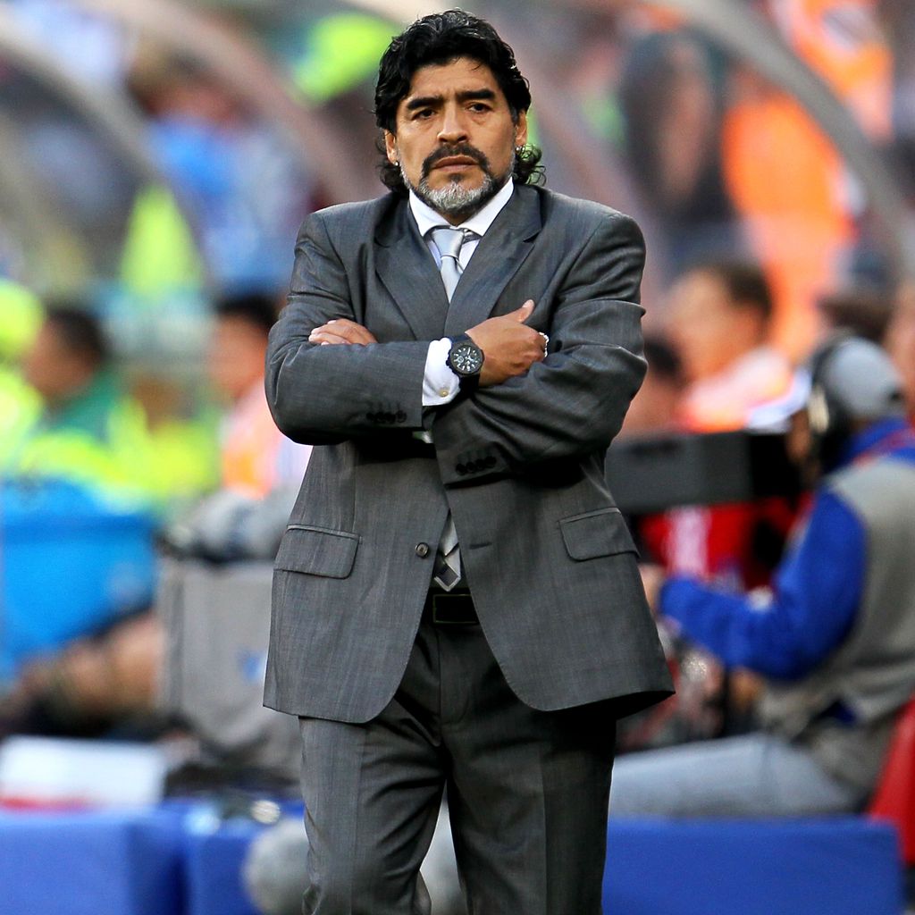 Diego Maradona bei der Fußball-WM in Kapstadt im Juli 2010