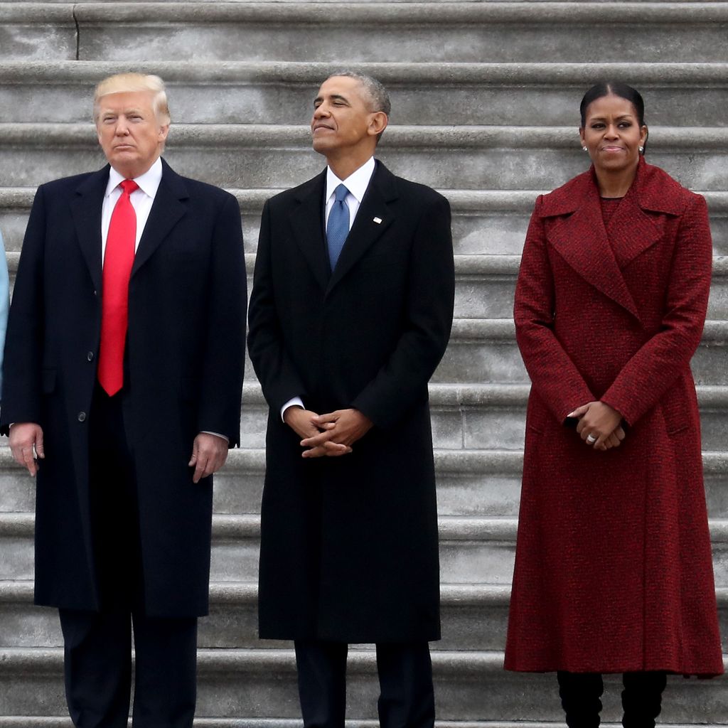Donald Trump sowie Barack und Michelle Obama im Januar 2017