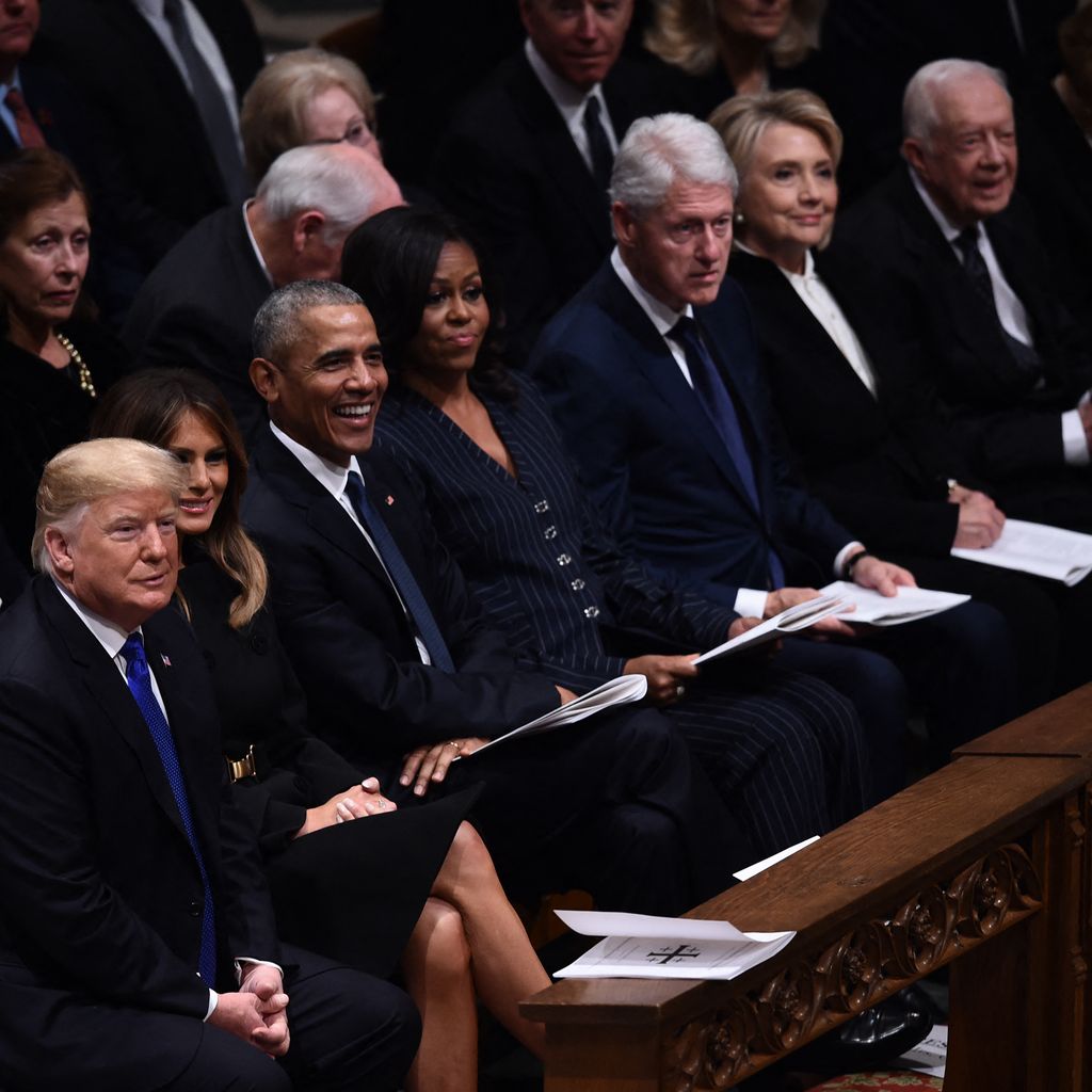 Donald und Melania Trump, Barack und Michelle Obama, Bill und Hillary Clinton und Jimmy Carter