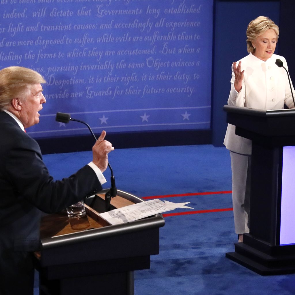 Donald Trump und Hillary Clinton bei der 3. TV-Debatte in Las Vegas