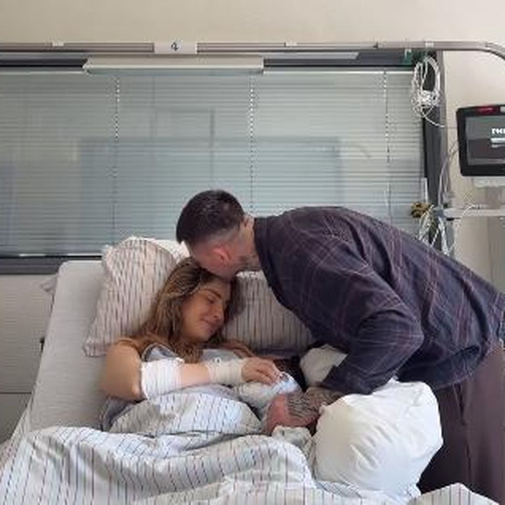 Doreen Petrova und Piotr Paluch mit ihrem Baby, April 2026