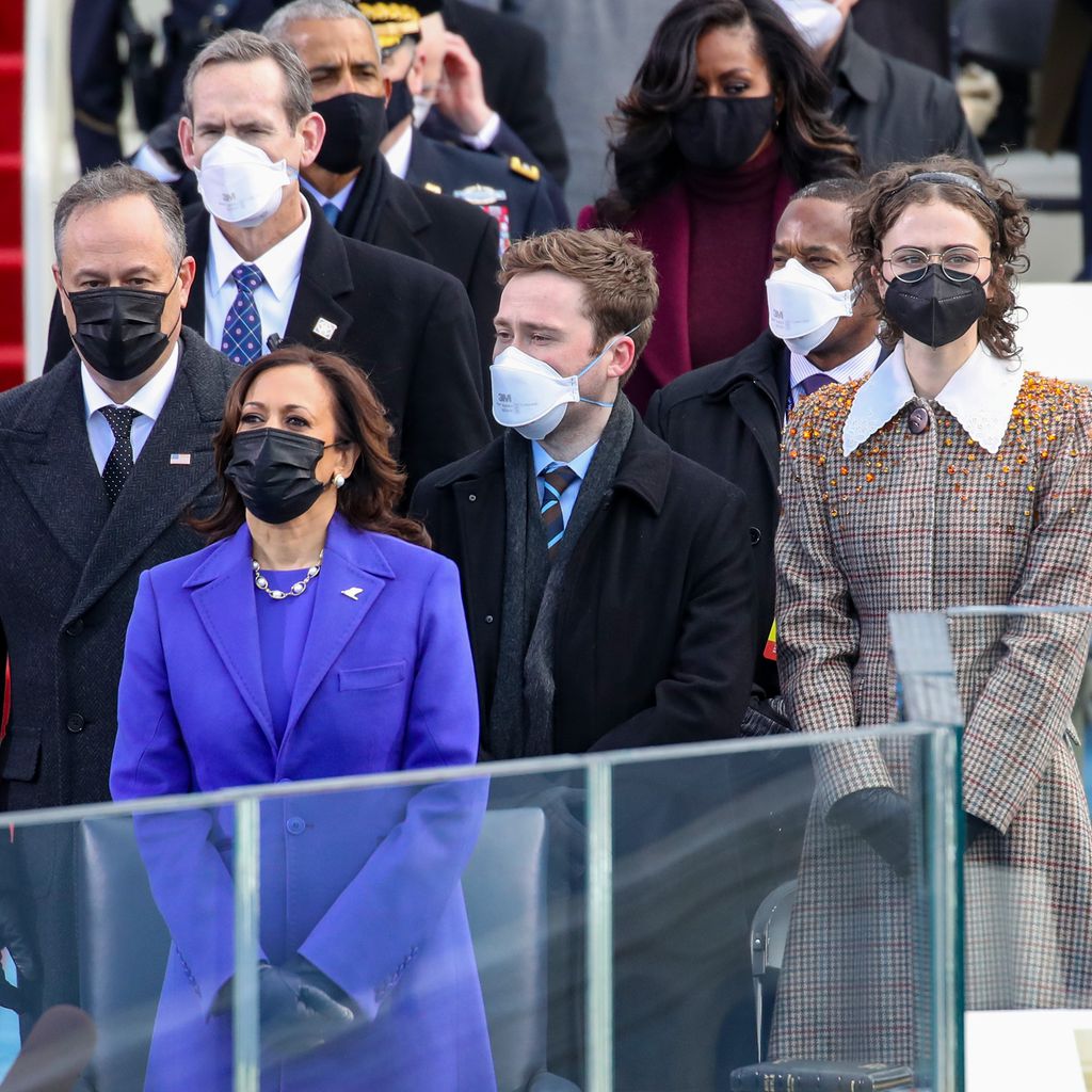 Doug Emhoff, Kamala Harris, Cole Emhoff und Ella Emhoff bei der Vereidigung Joe Bidens