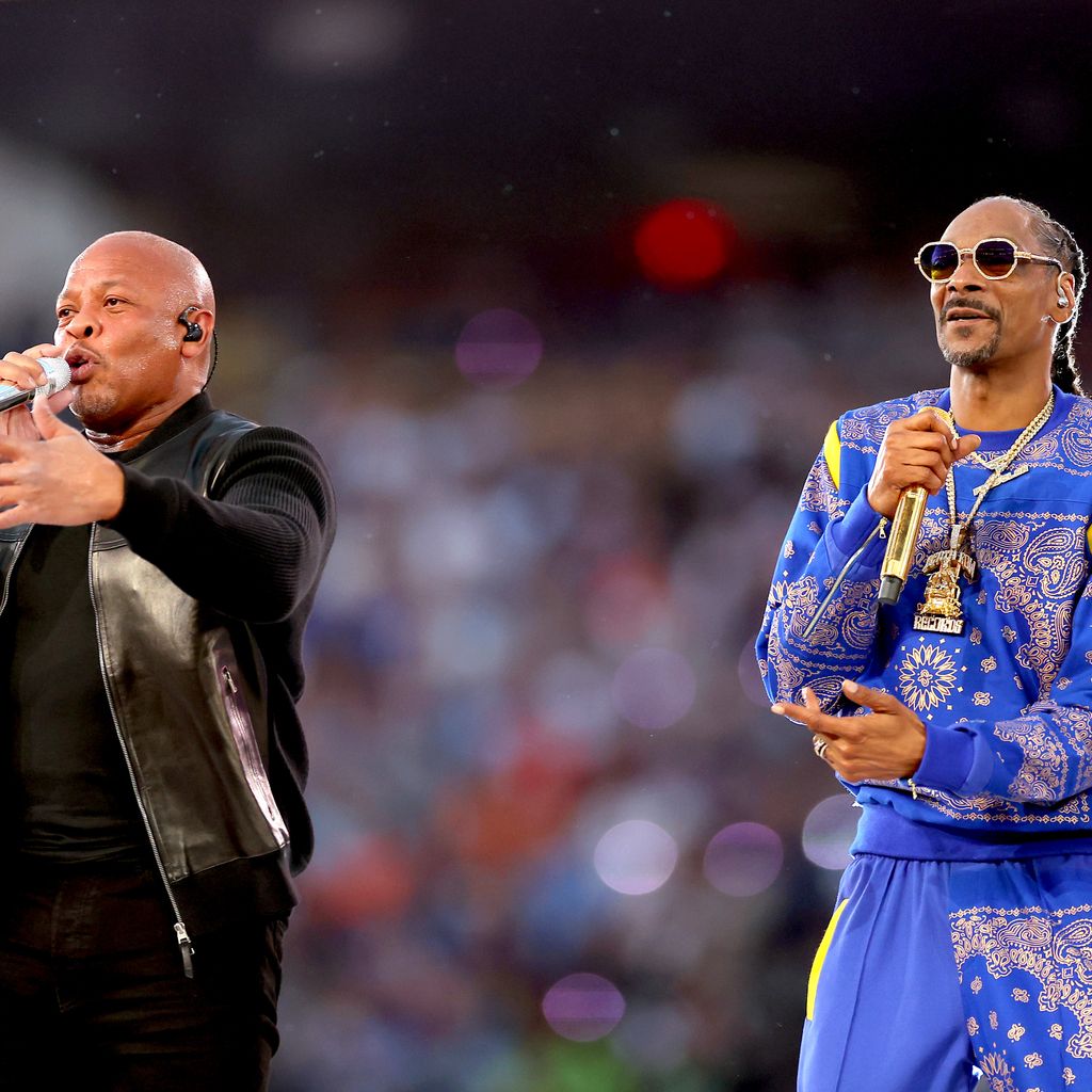Dr. Dre und Snoop Dogg beim Super Bowl 2022