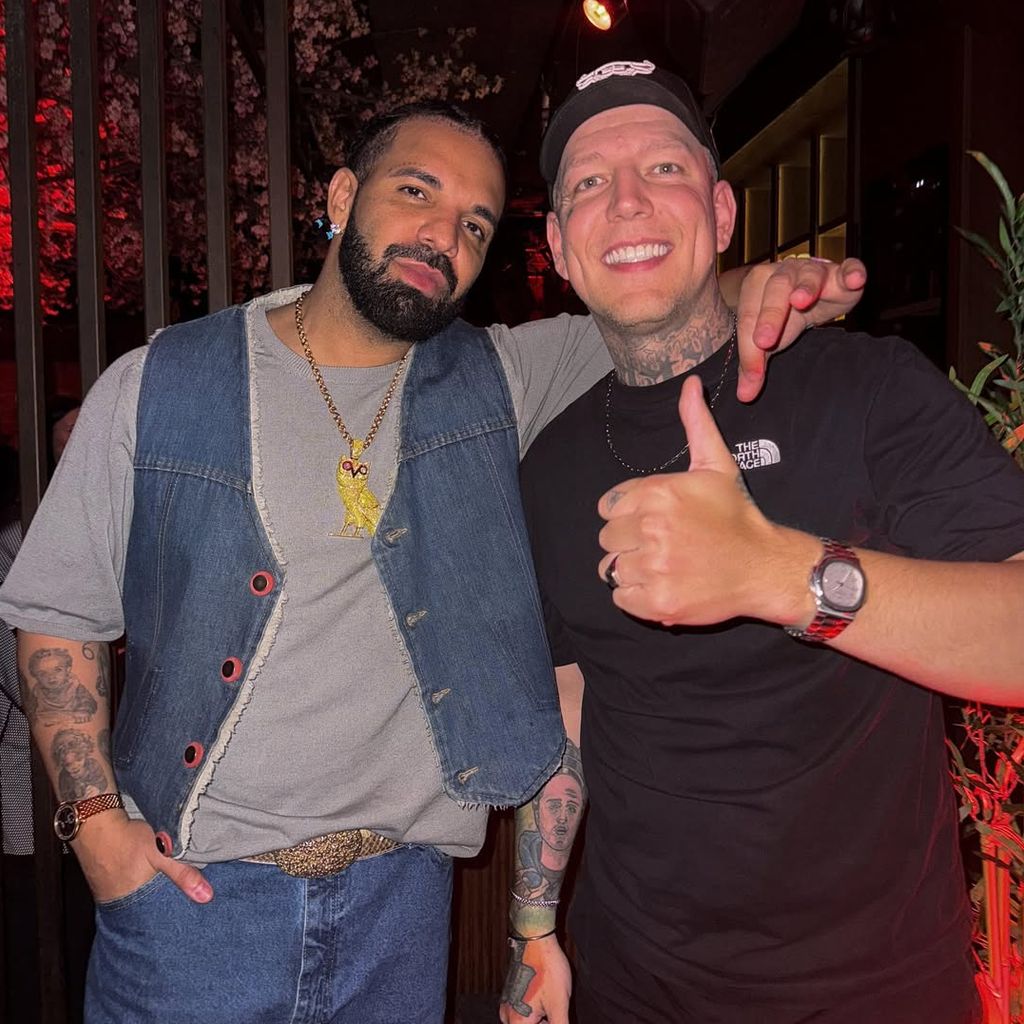 MontanaBlack trifft Drake nach seinem Konzert in Amsterdam, August 2025