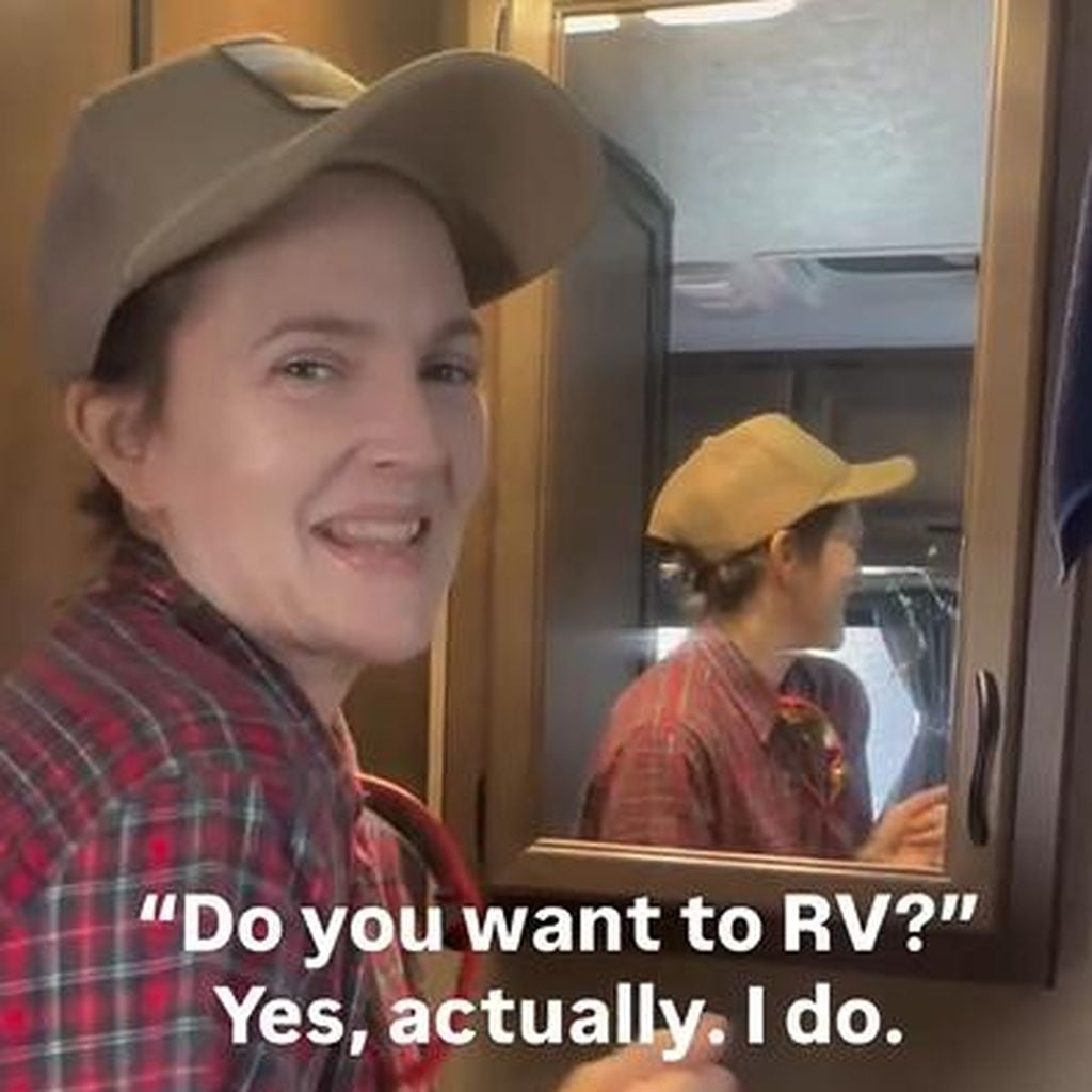 Drew Barrymore in ihrem Camper
