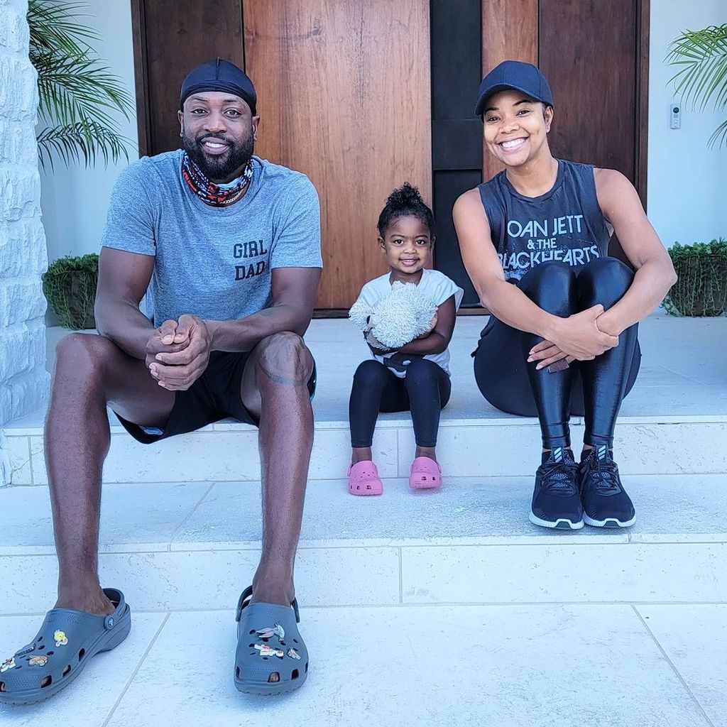 Dwayne Wade mit seiner Tochter Kaavia und seiner Frau Gabrielle Union