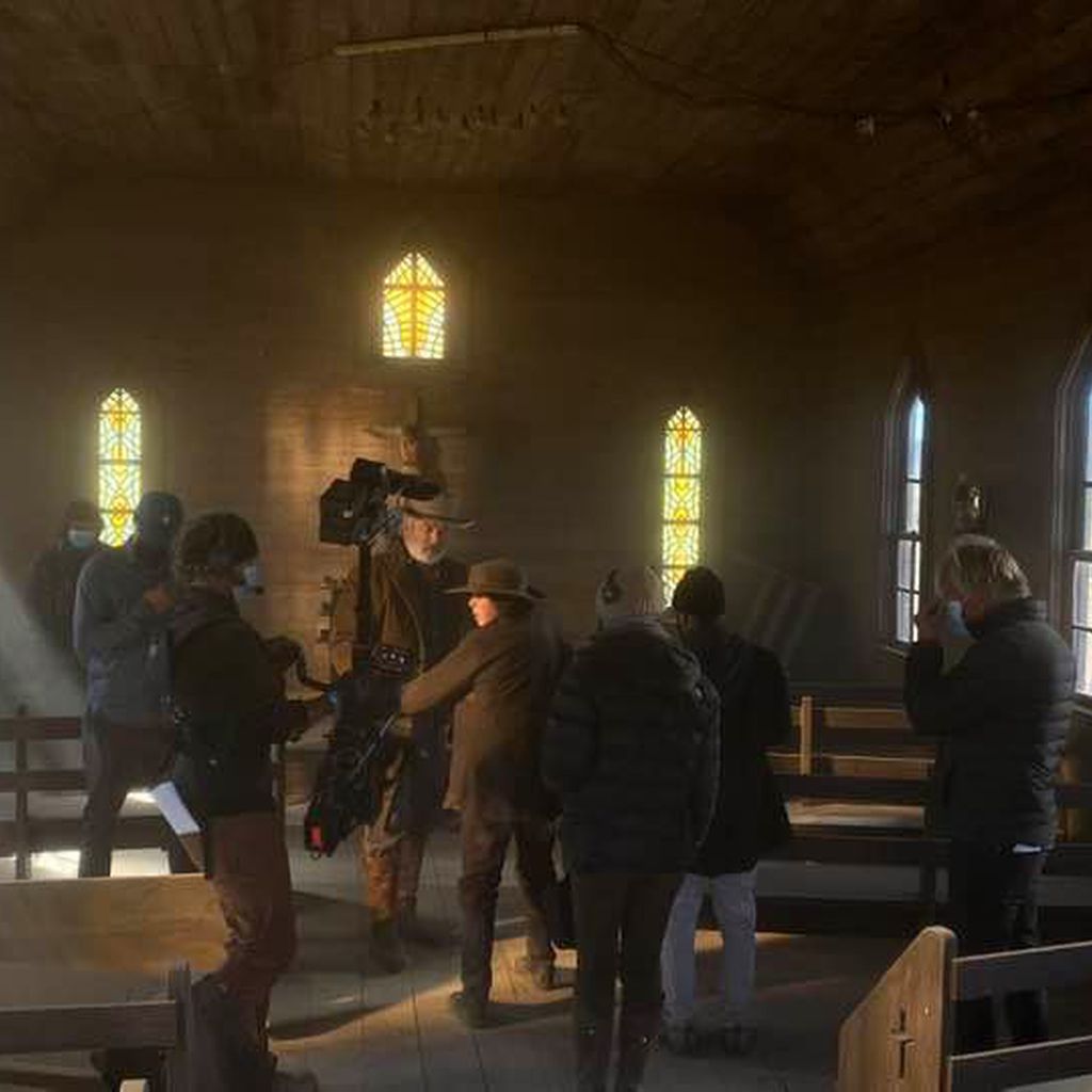 Die Filmcrew am Set von "Rust"