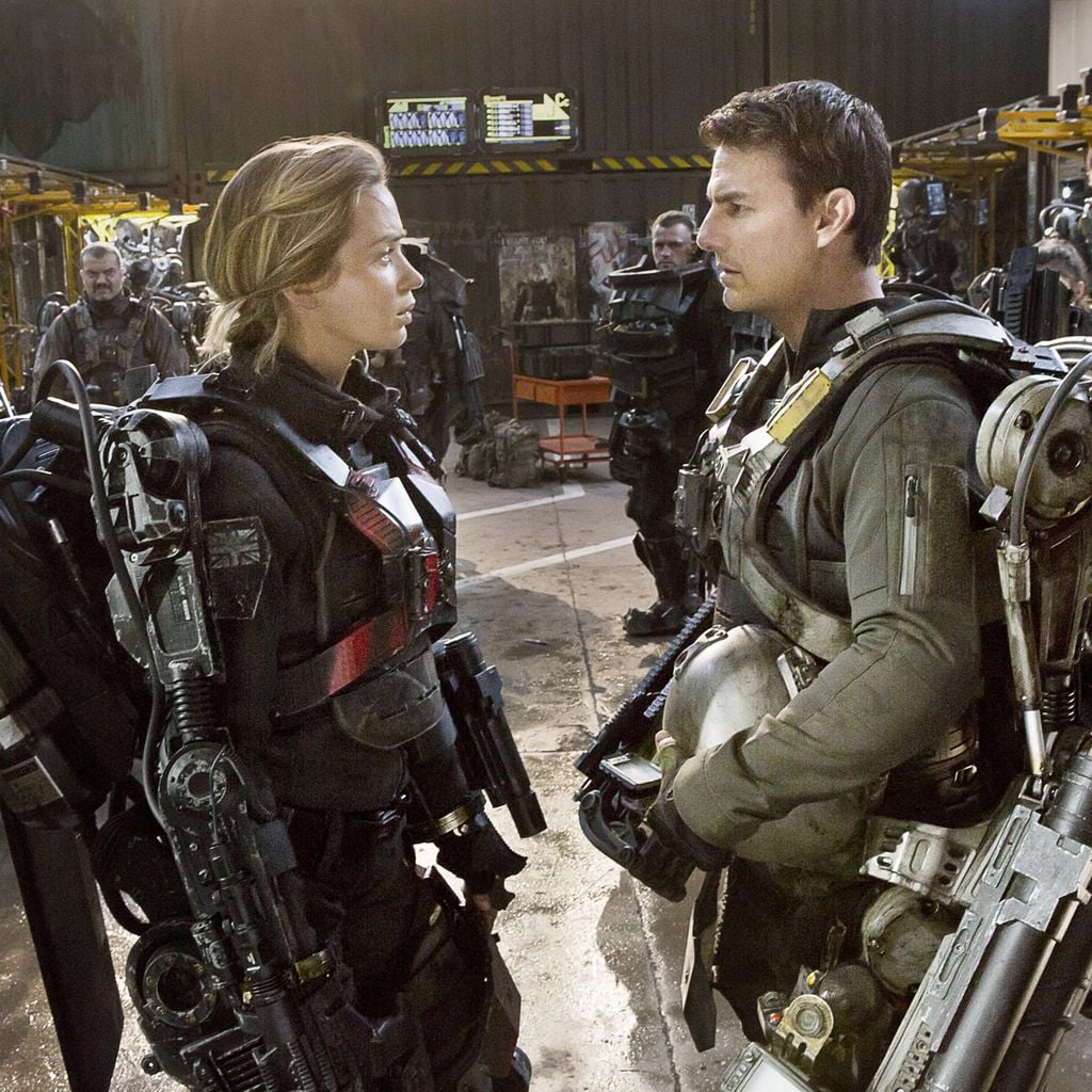 Emily Blunt und Tom Cruise am Set von "Edge of Tomorrow" (2014)