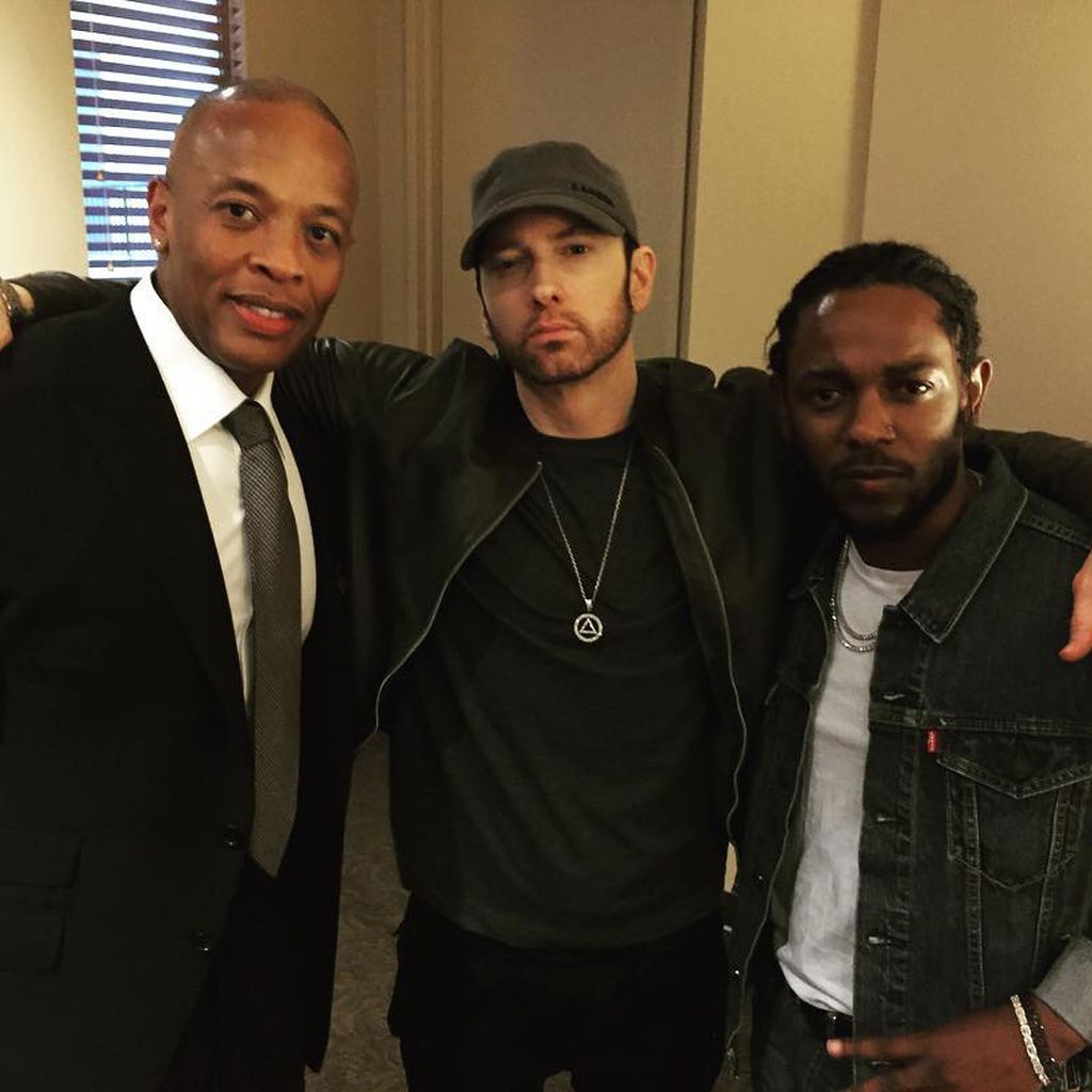 Dr. Dre, Eminem und Kendrick Lamar im Juni 2017