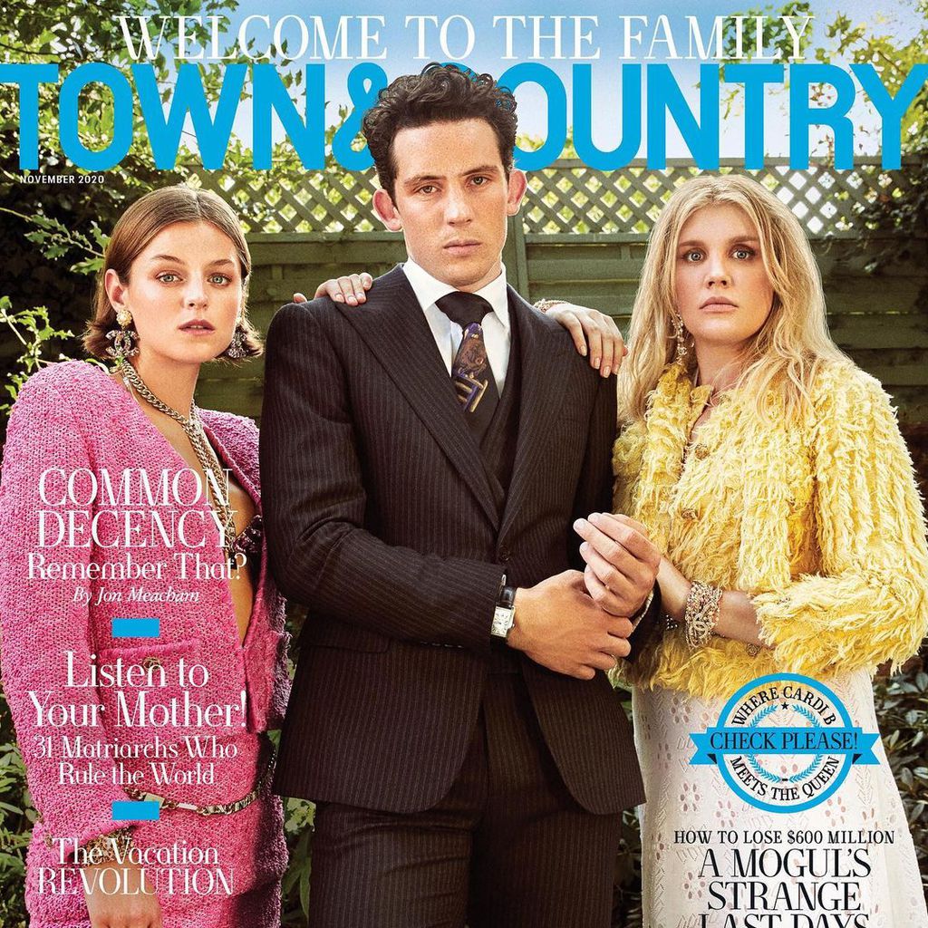 Emma Corrin, Josh O'Connor und Emerald Fennell auf dem Cover des "Town & Country"-Magazins