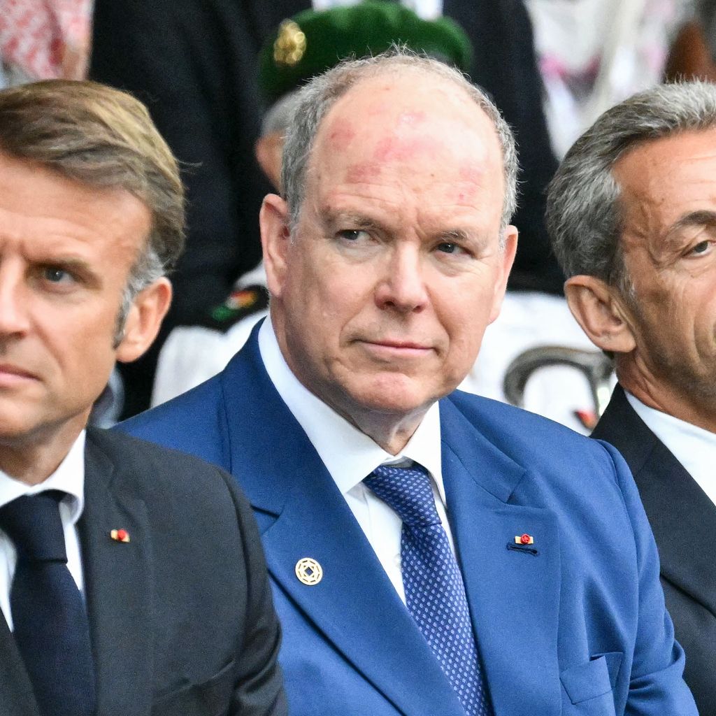 Emmanuel Macron, Fürst Albert II. und Nicolas Sarkozy im August 2024