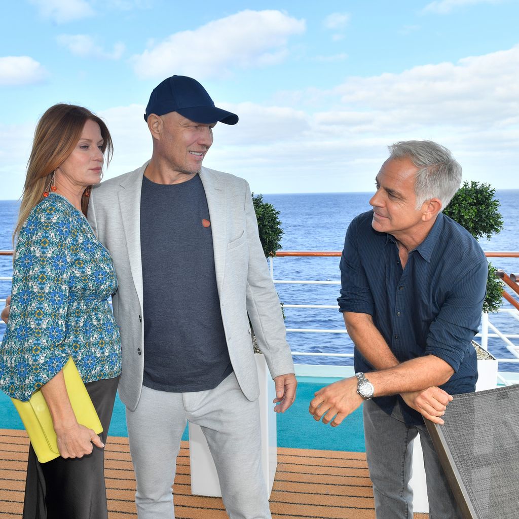 Esther Schweins, Axel Schulz und Florian Fitz beim "Traumschiff"