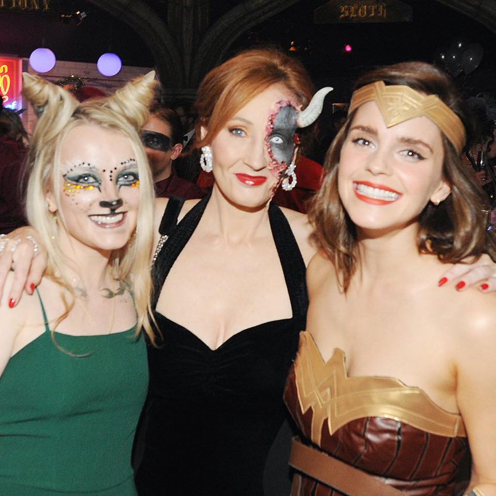 Evanna Lynch, J.K. Rowling und Emma Watson