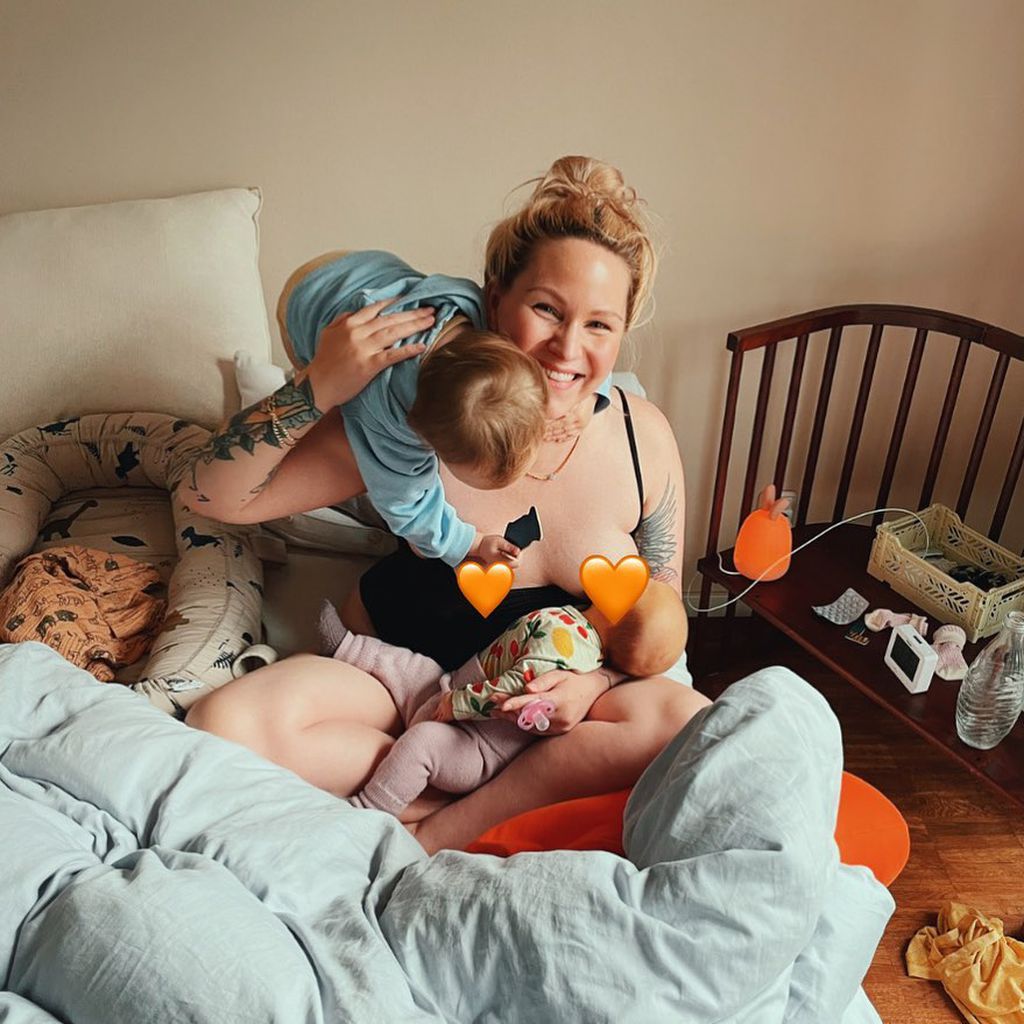Evelyn Weigert mit ihren beiden Kindern