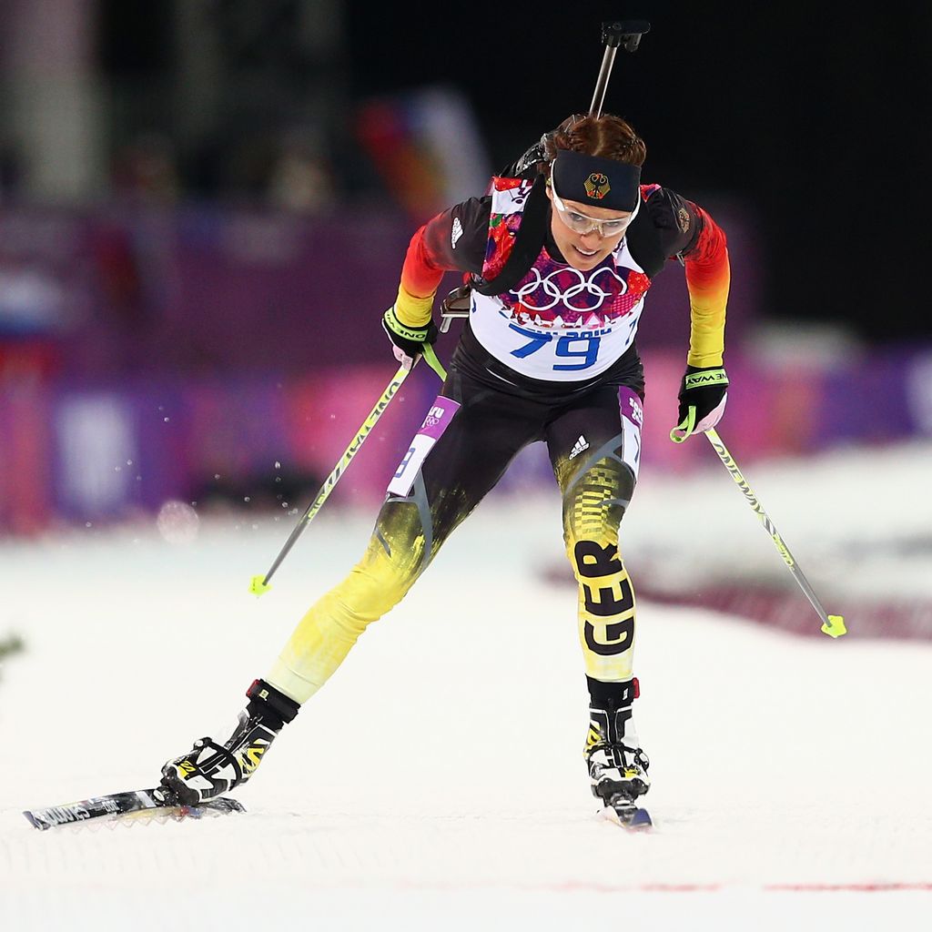 Evi Sachenbacher-Stehle bei den Olympischen Winterspielen 2014 in Sotschi