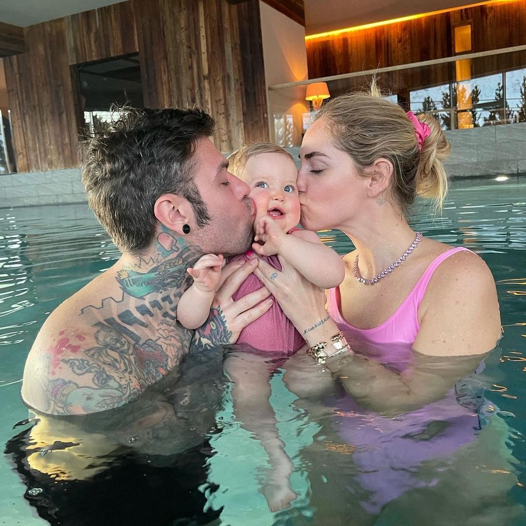 Rapper Fedez mit seiner Frau Chiara Ferragni und ihrer Tochter Vittoria