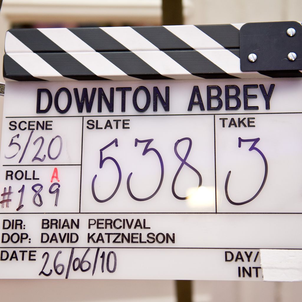 Eine Filmklappe von "Downton Abbey" bei einer Versteigerung 2011 in London.